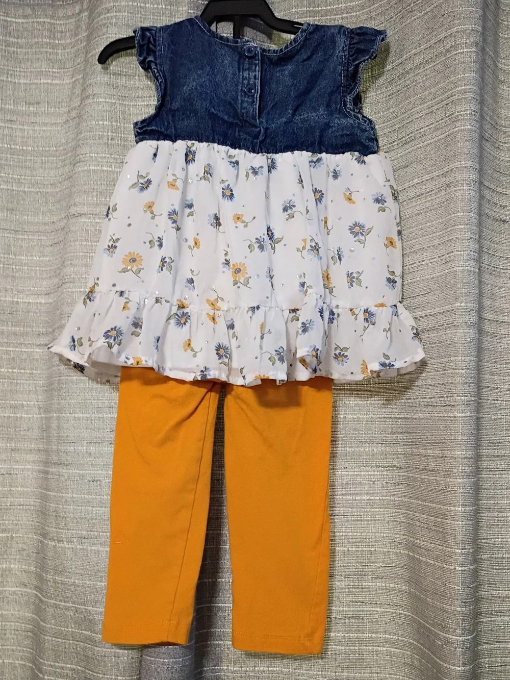 Little Lass Denim- Floral Top with Matching Leggings - Picture 2 of 9